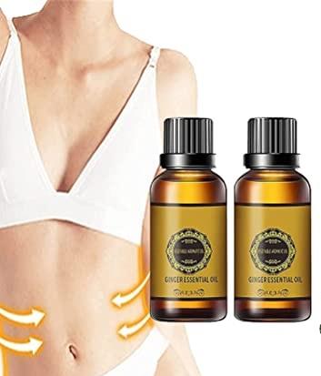 Donnara Organics Belly Drainage Ginger Oil,Tummy Ginger Oil, Ginger Oil Lymphatic Drainage Massage, Body Massage Organic Ginger Essential Oil Pack of 2 of 30 ML(60 ML)